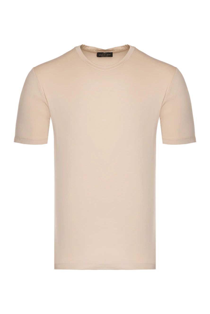 Cesare di Napoli man men's beige cotton and elastane t-shirt купить с ценами и фото 175620 - photo 1