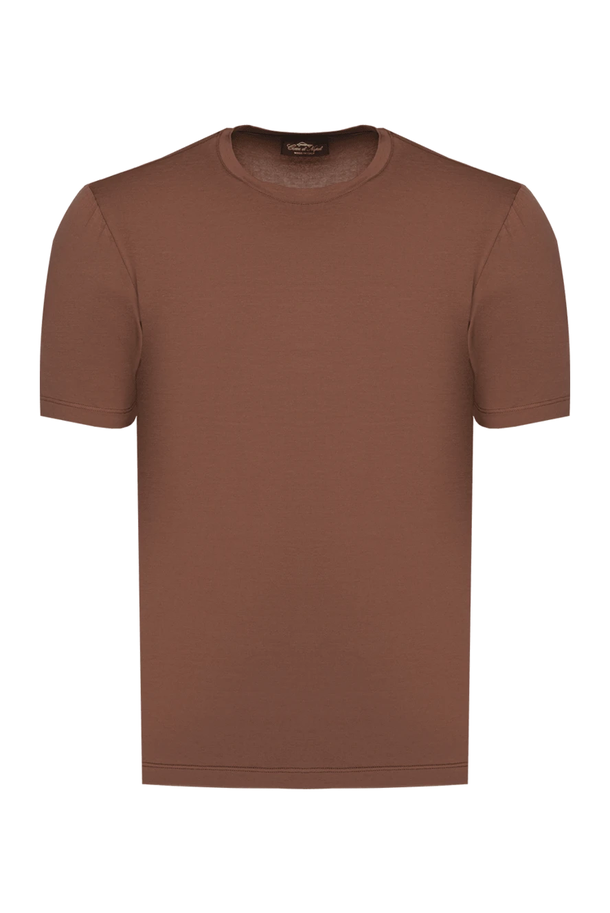 Cesare di Napoli man t-shirt made of cotton and elastane, brown for men купить с ценами и фото 175621 - photo 1