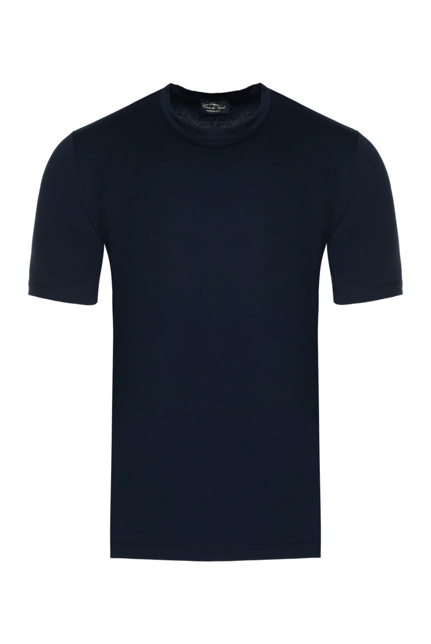 Cesare di Napoli man blue cotton and elastane t-shirt for men купить с ценами и фото 175624 - photo 1