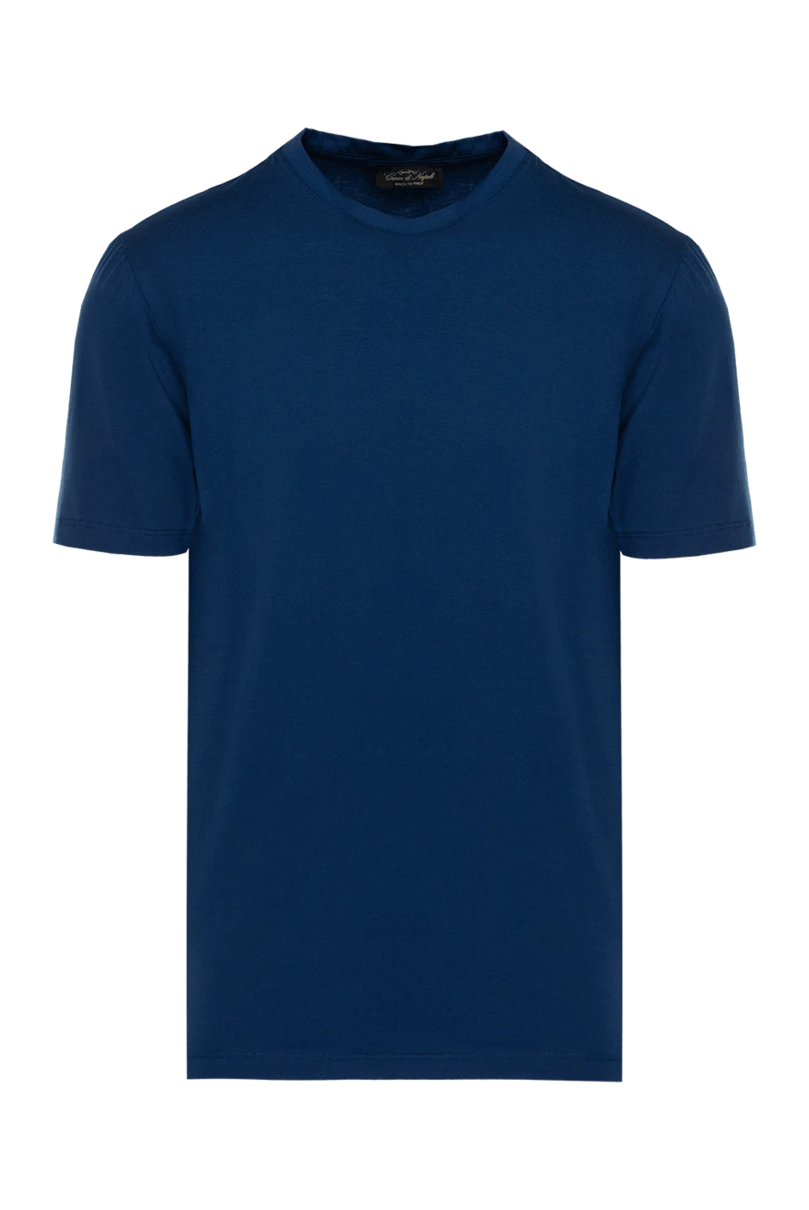 Cesare di Napoli man blue cotton and elastane t-shirt for men купить с ценами и фото 175627 - photo 1