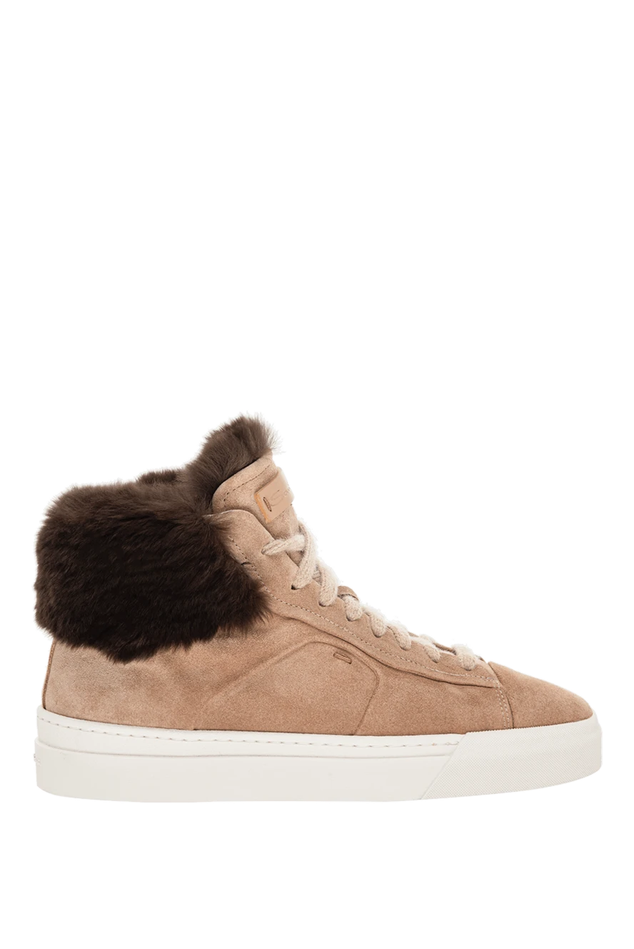 Santoni woman sneakers made of beige suede for women купить с ценами и фото 175628 - photo 1