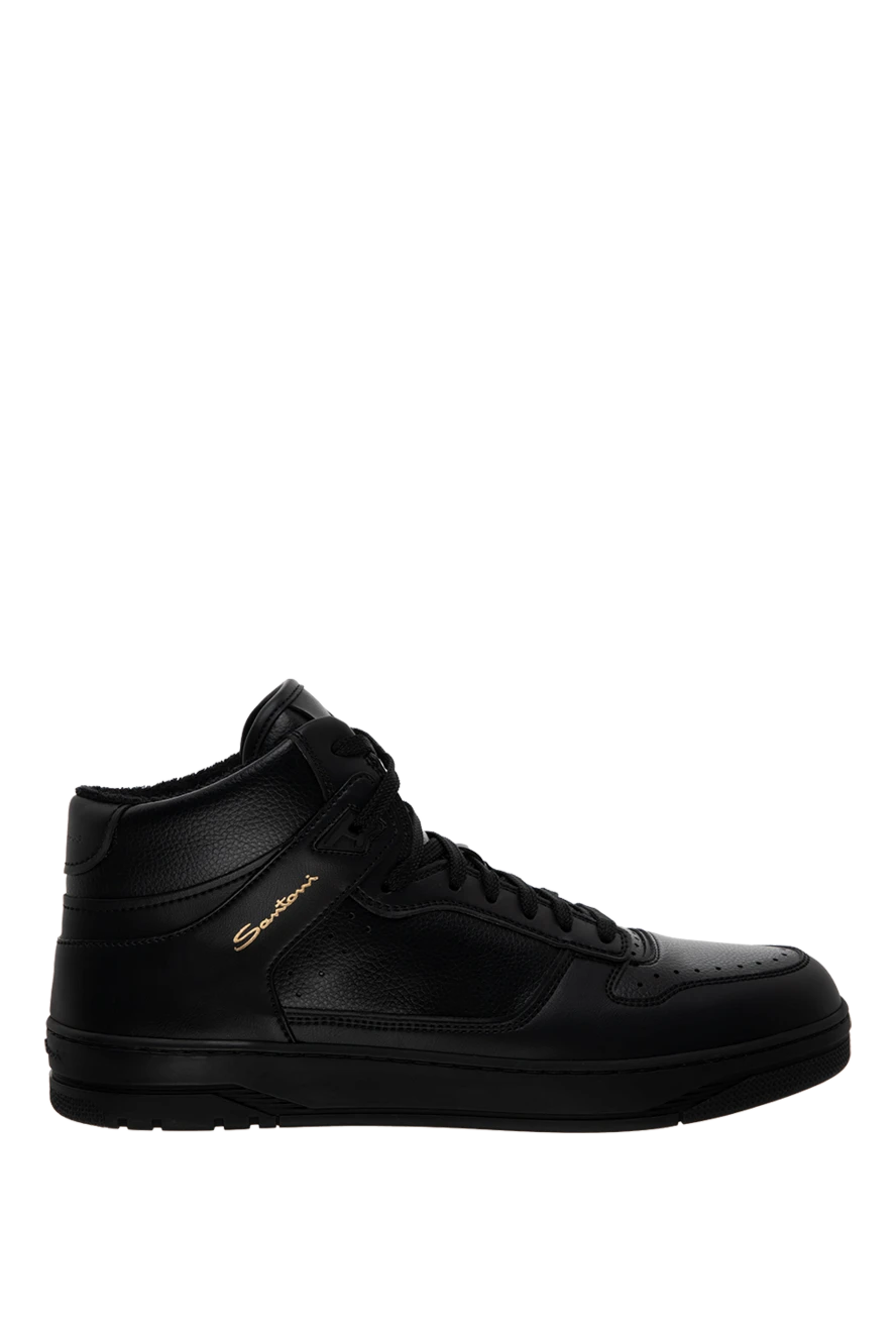 Santoni man black leather sneakers for men купить с ценами и фото 175636 - photo 1