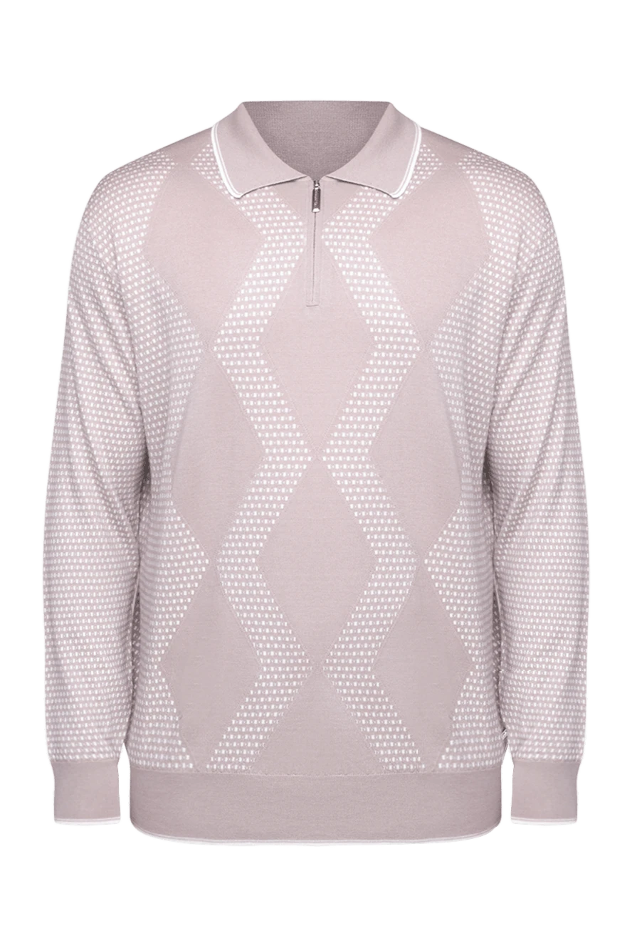 Stefano Ricci поло с длинным рукавом из кашемира и шелка мужское бежевое на молнии 175704 - фото 1