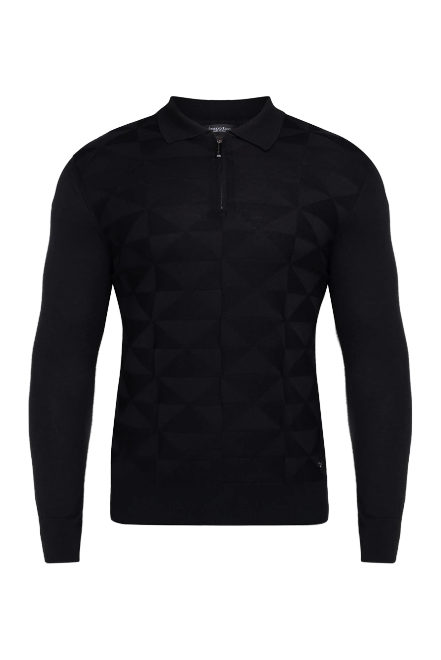 Stefano Ricci поло с длинным рукавом из кашемира и шелка мужское черное с длинным рукавом 175715 - фото 1