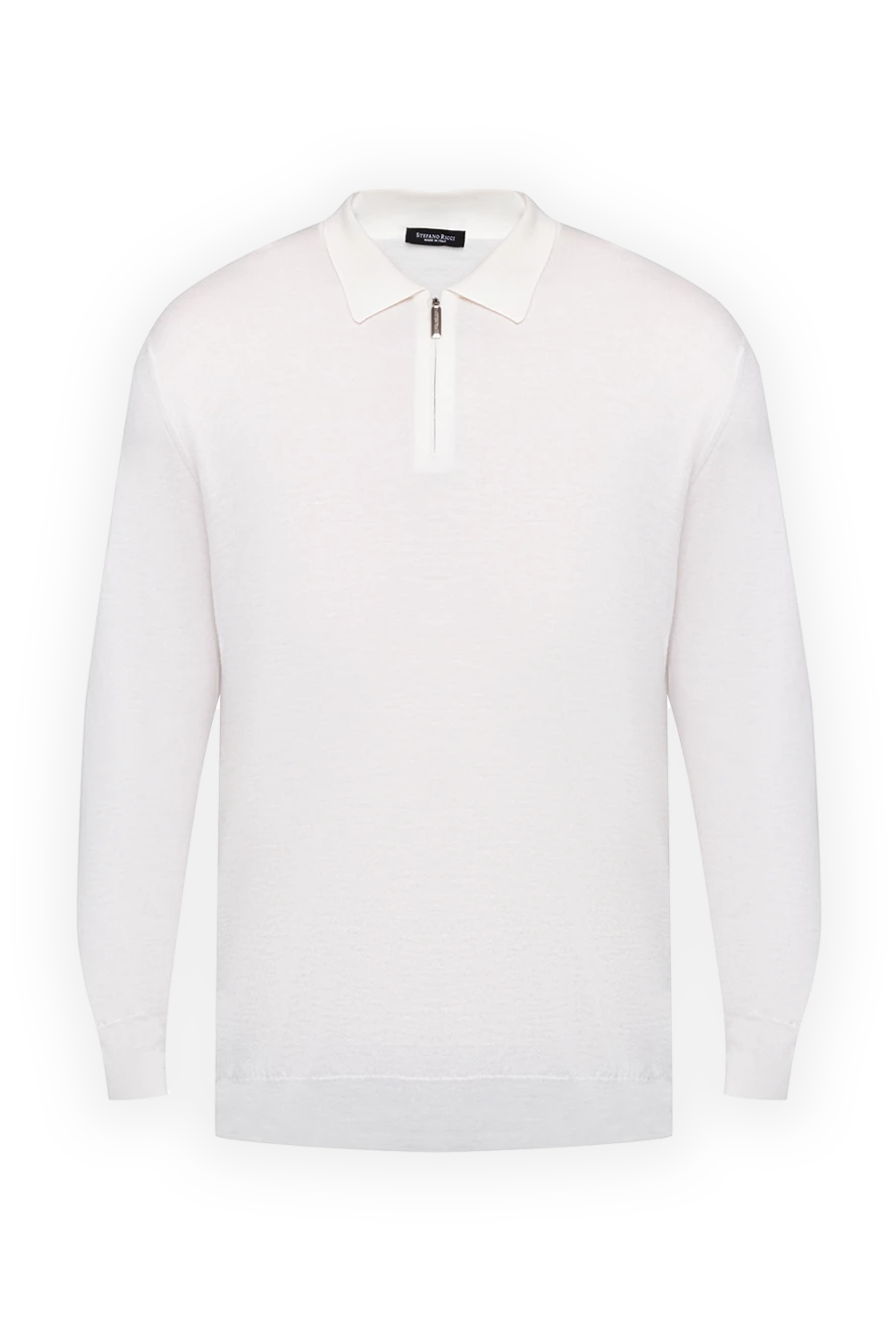 Stefano Ricci поло с длинным рукавом из кашемира и шелка мужское белое 175724 - фото 1