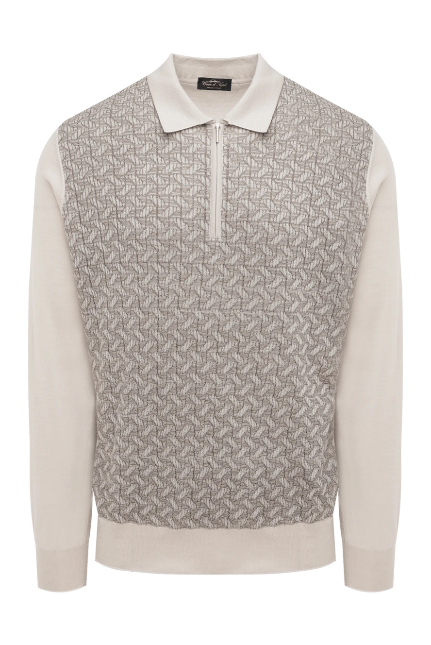 Cesare di Napoli man men's long sleeve cashmere and silk polo, beige купить с ценами и фото 175805 - photo 1