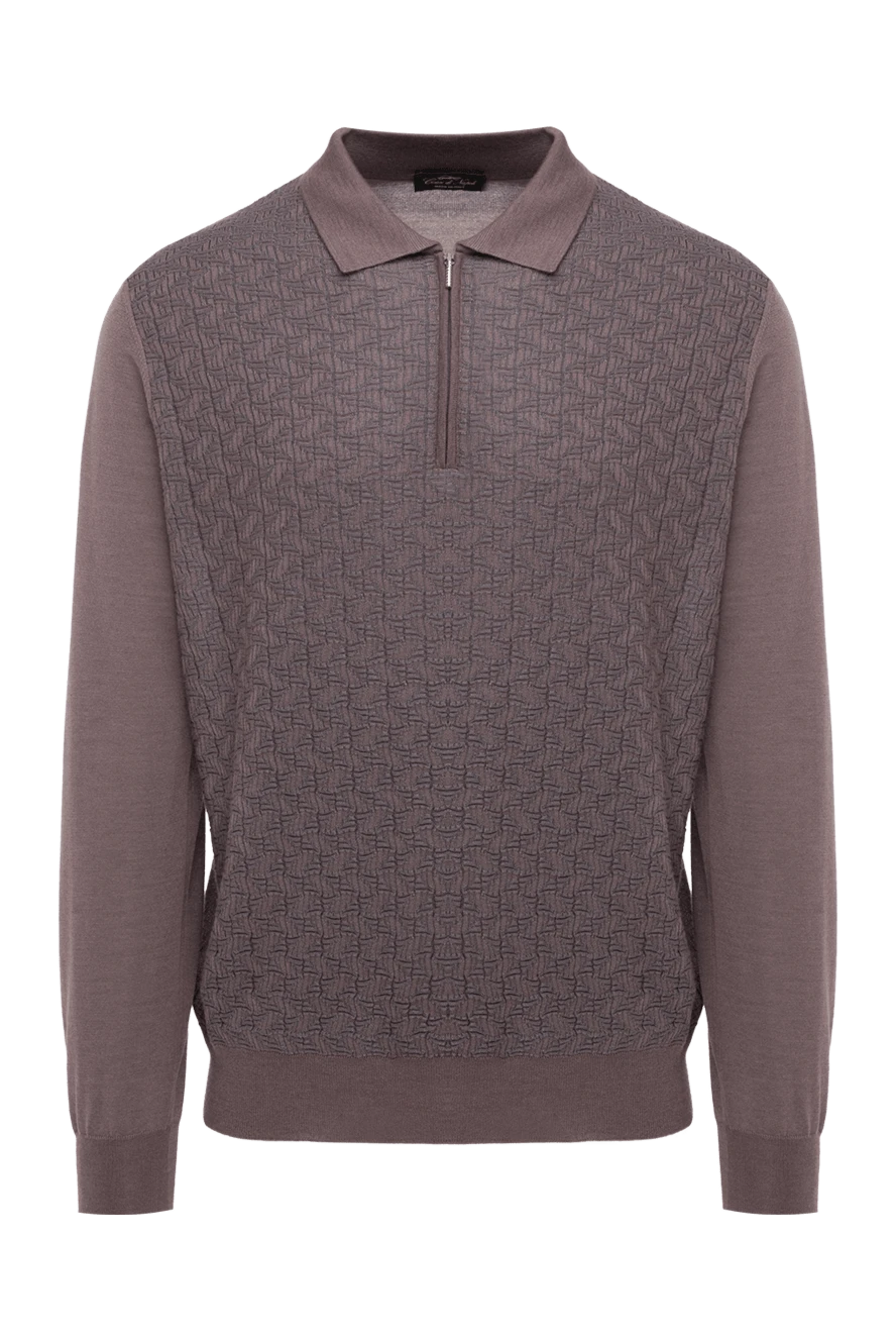 Cesare di Napoli man men's brown long sleeve cashmere and silk polo купить с ценами и фото 175807 - photo 1