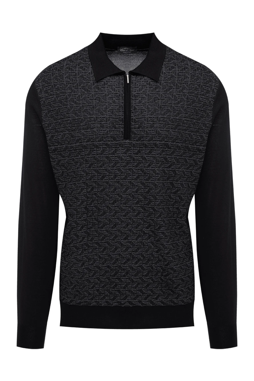 Cesare di Napoli man men's black long sleeve cashmere and silk polo купить с ценами и фото 175808 - photo 1