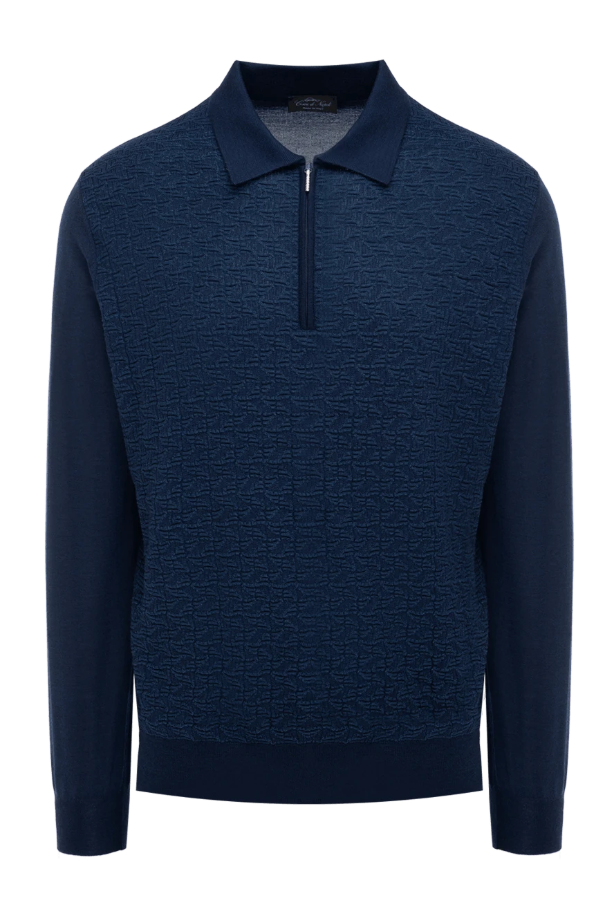 Cesare di Napoli man men's blue long sleeve cashmere and silk polo купить с ценами и фото 175809 - photo 1