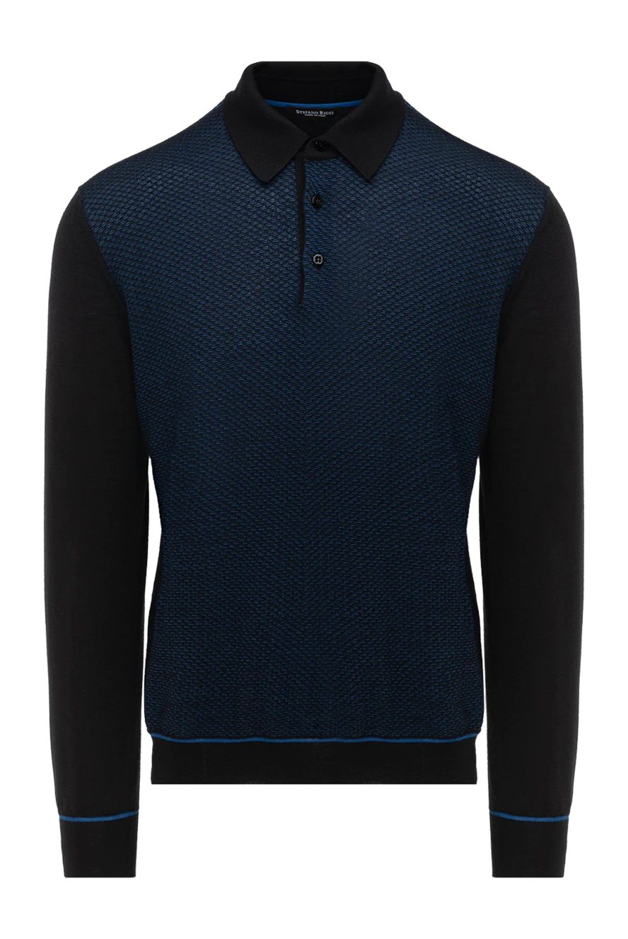 Stefano Ricci поло с длинным рукавом в фактурной вязке синего цвета
175818 - фото 1