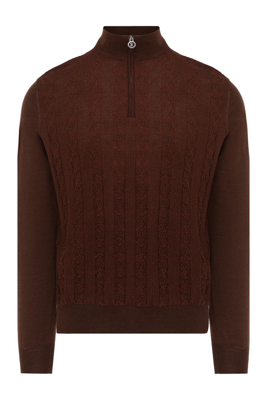 Stefano Ricci тройер из шерсти и шелка в шоколадном цвете с рельефным плетением 175832 - фото 1