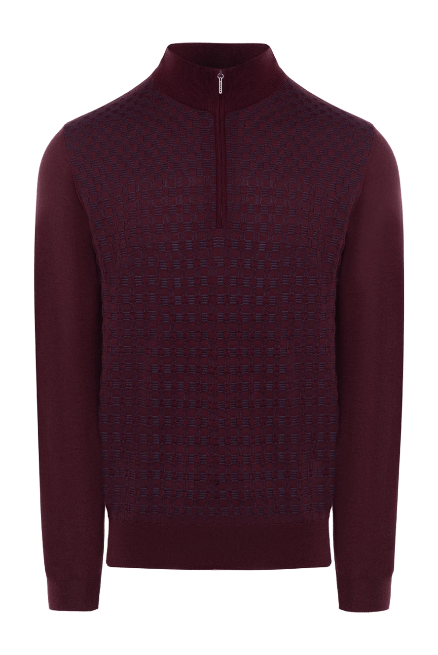 Cesare di Napoli man men's cashmere and silk burgundy troyer купить с ценами и фото 175934 - photo 1