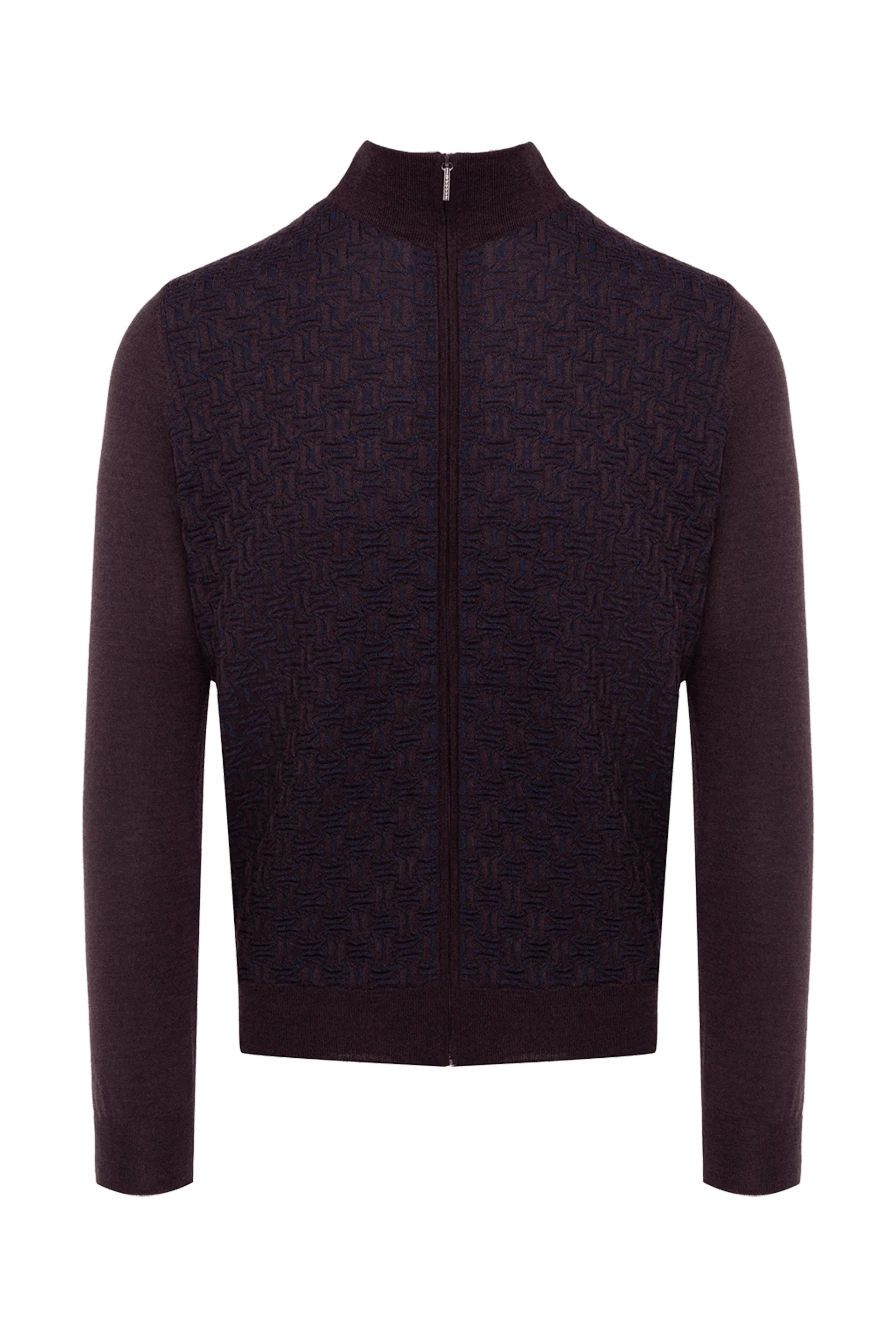 Cesare di Napoli man cashmere and silk cardigan for men, burgundy купить с ценами и фото 175944 - photo 1