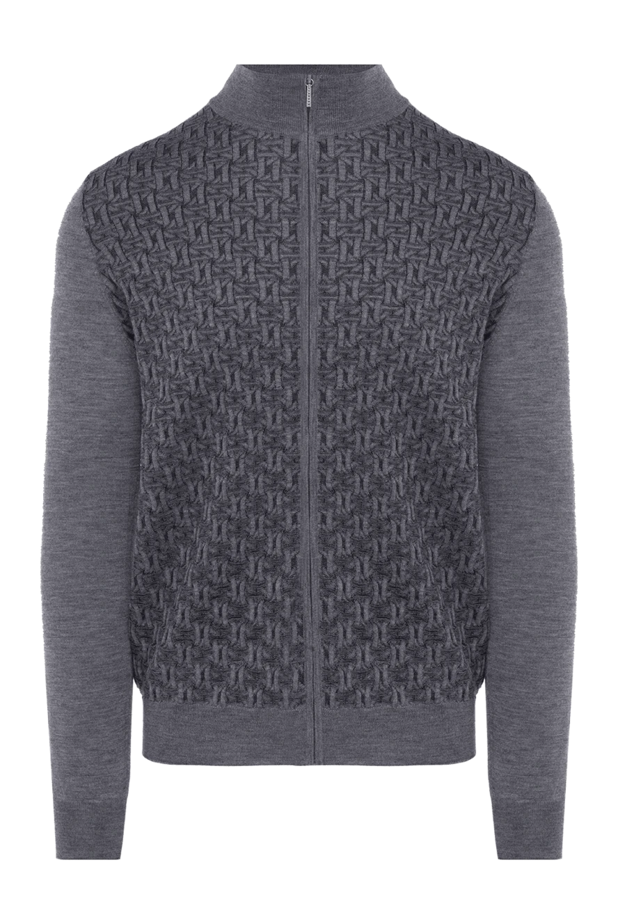 Cesare di Napoli man men's cashmere and silk cardigan gray купить с ценами и фото 175945 - photo 1