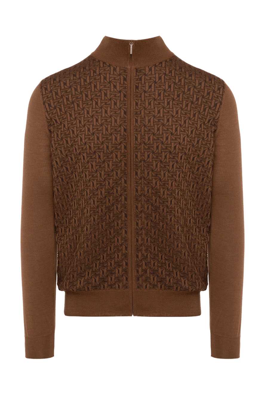 Cesare di Napoli man men's cashmere and silk cardigan brown купить с ценами и фото 175948 - photo 1