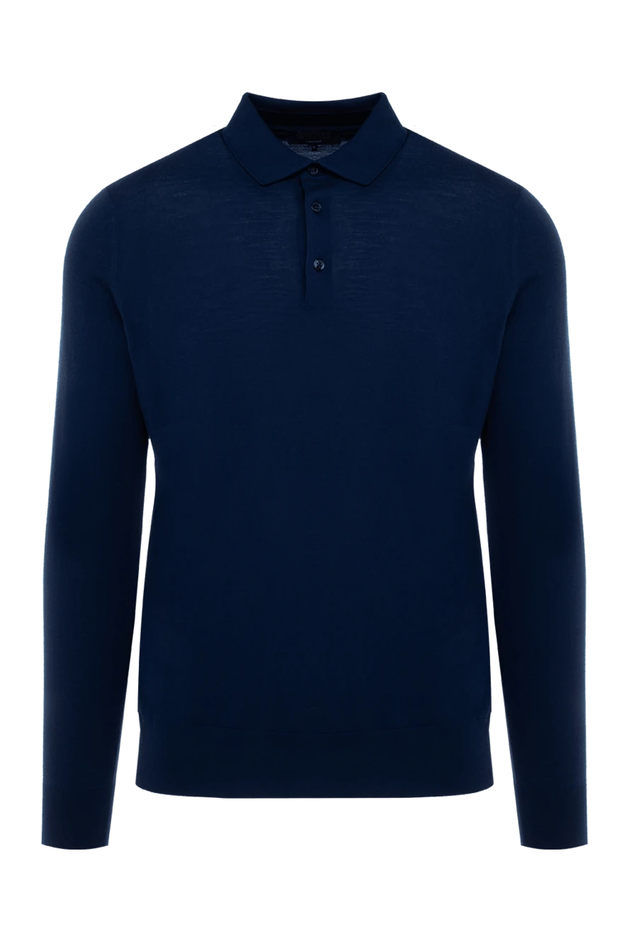 Loro Piana man men's blue long sleeve wool polo купить с ценами и фото 176082 - photo 1