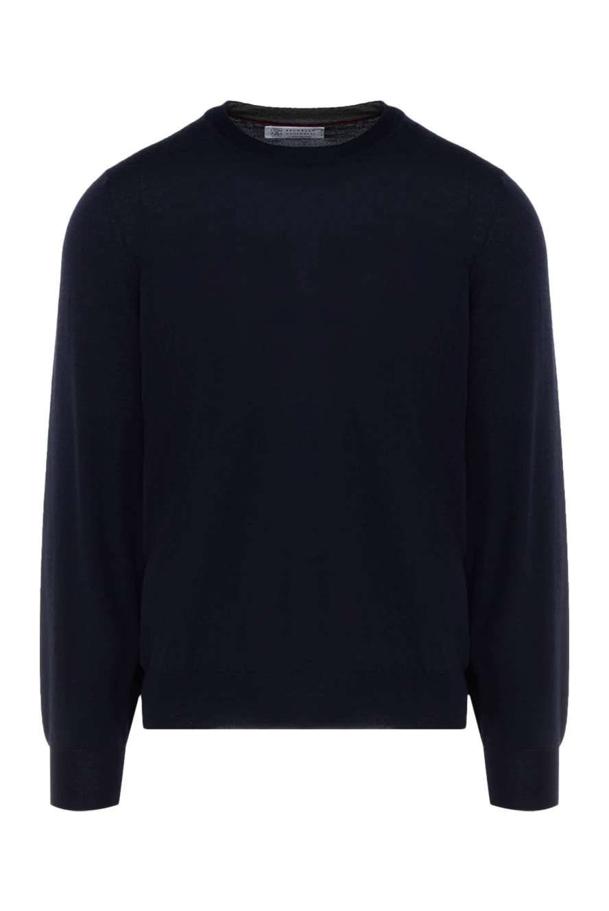 Brunello Cucinelli джемпер с длинным рукавом из шерсти и кашемира синий мужской 176113 - фото 1