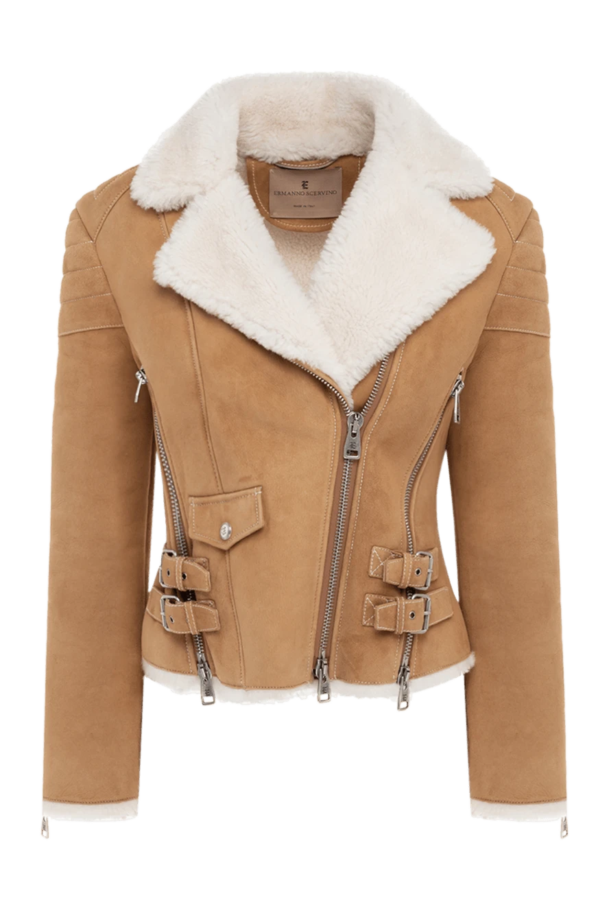 Ermanno Scervino woman beige leather sheepskin coat for women купить с ценами и фото 176129 - photo 1