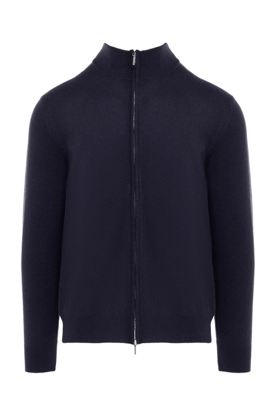 Cesare di Napoli man blue wool and cashmere cardigan for men купить с ценами и фото 176226 - photo 1