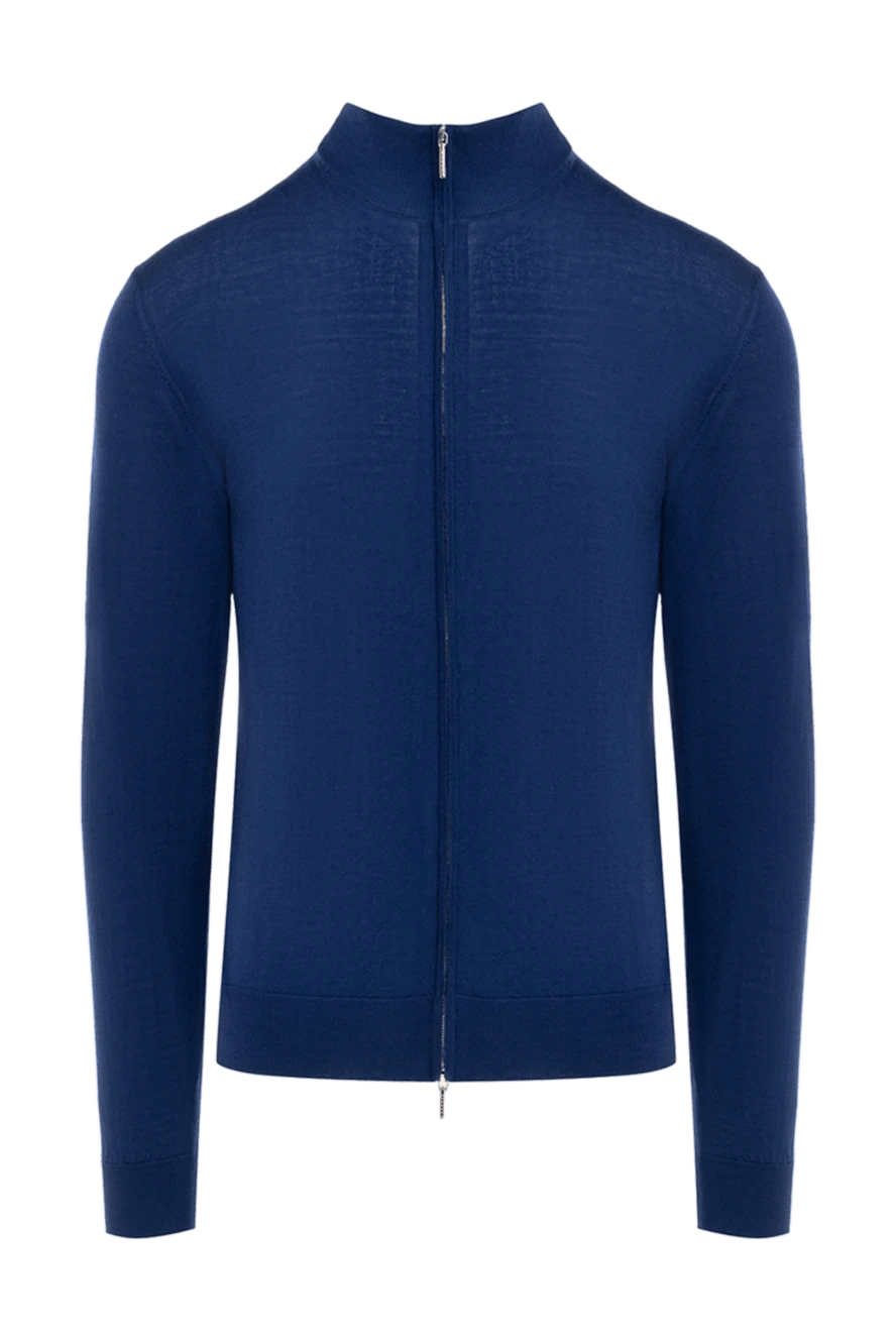 Cesare di Napoli man blue wool cardigan for men купить с ценами и фото 176231 - photo 1