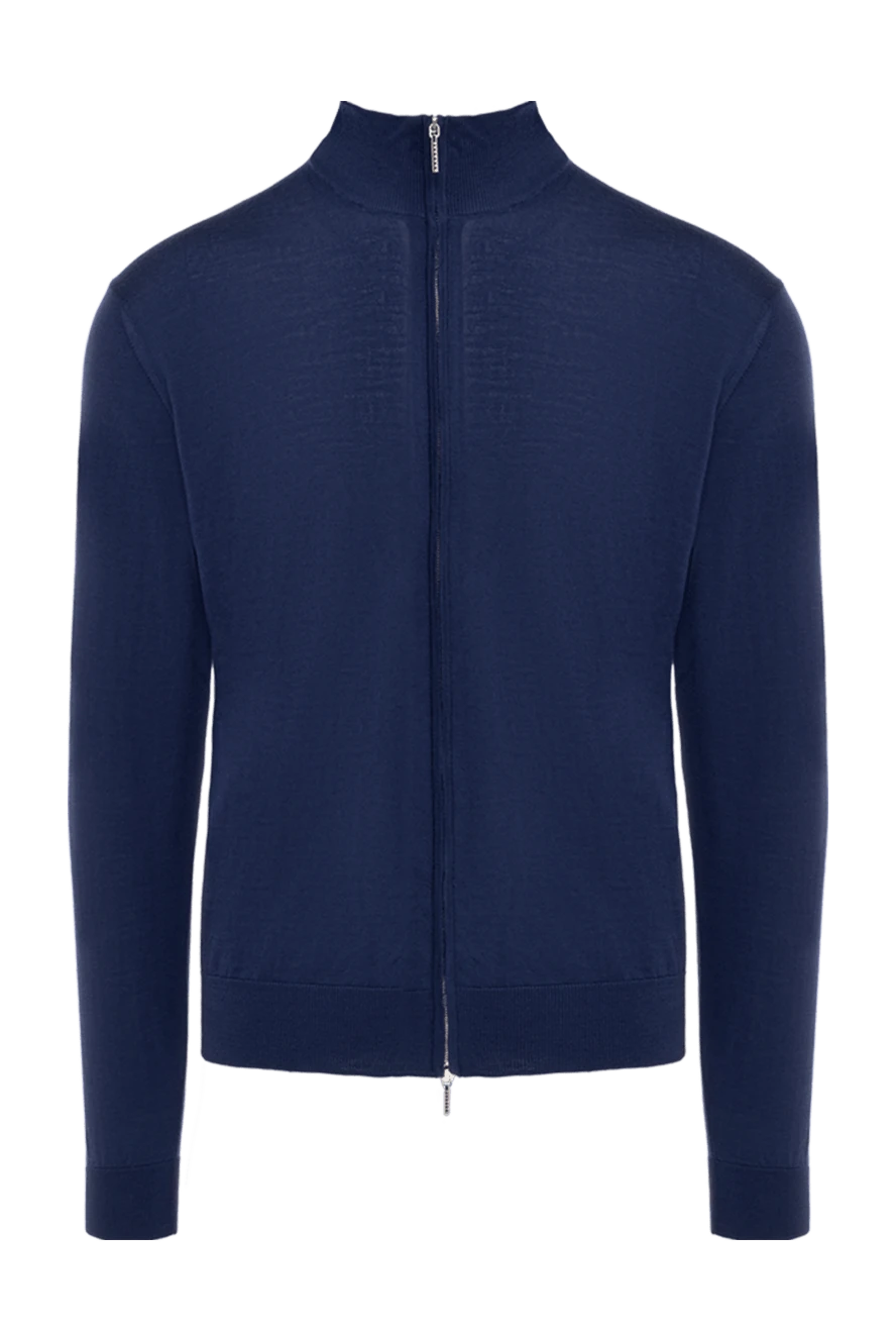 Cesare di Napoli man blue wool cardigan for men купить с ценами и фото 176232 - photo 1