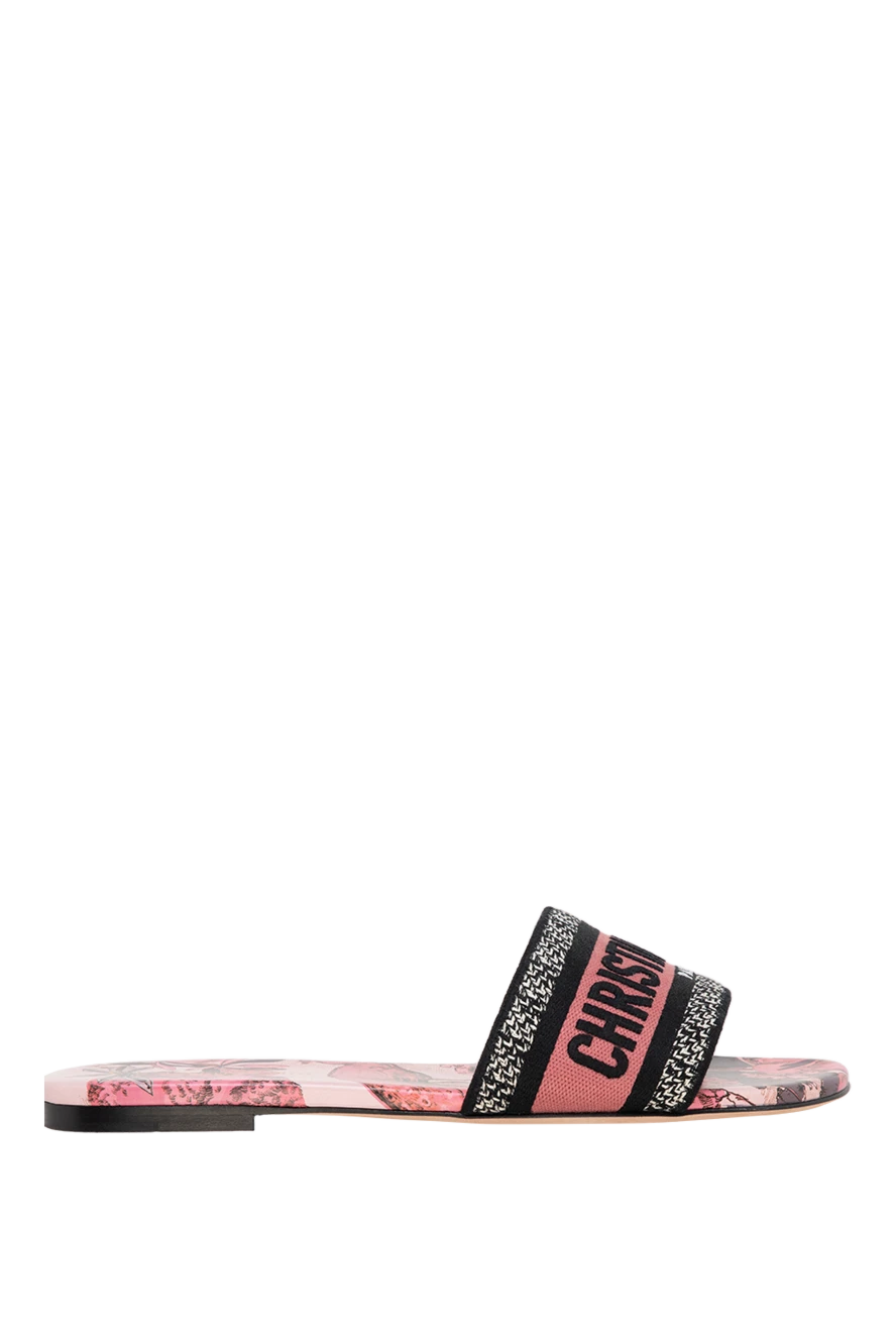 Dior woman women's leather and cotton slippers, pink купить с ценами и фото 176332 - photo 1