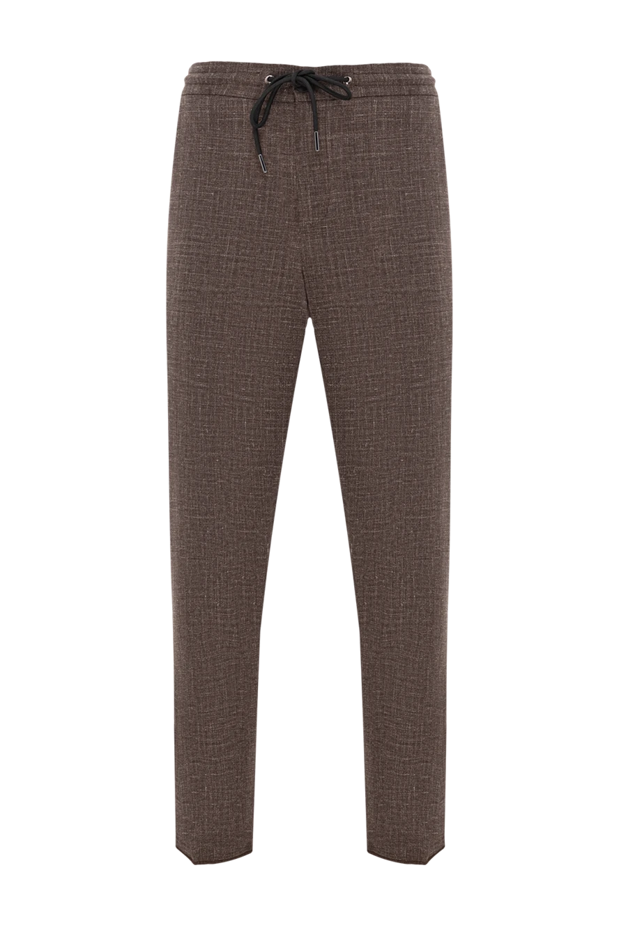 Tombolini textured brown fabric trousers with drawstring waistband 176360 - photo 1