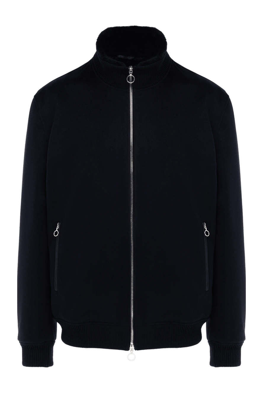 Seraphin dark blue men's cashmere jacket with a zipper and fur 176368 - photo 1