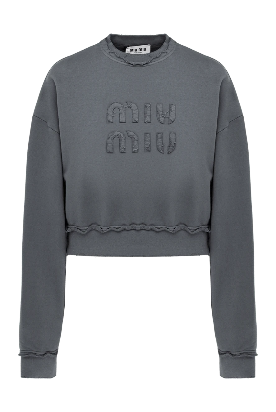 Miu Miu woman women's cotton sweatshirt gray купить с ценами и фото 176447 - photo 1