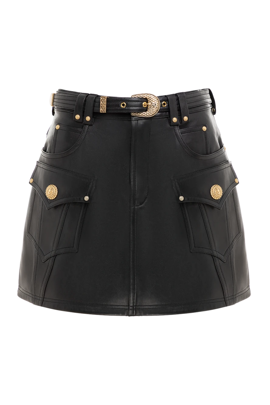 Balmain woman women's black leather skirt купить с ценами и фото 176483 - photo 1