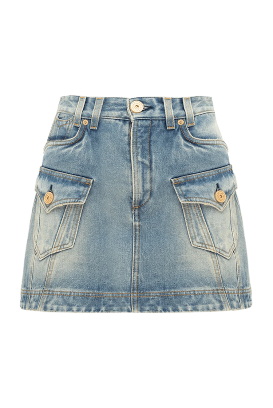 Balmain woman women's cotton denim skirt blue купить с ценами и фото 176484 - photo 1