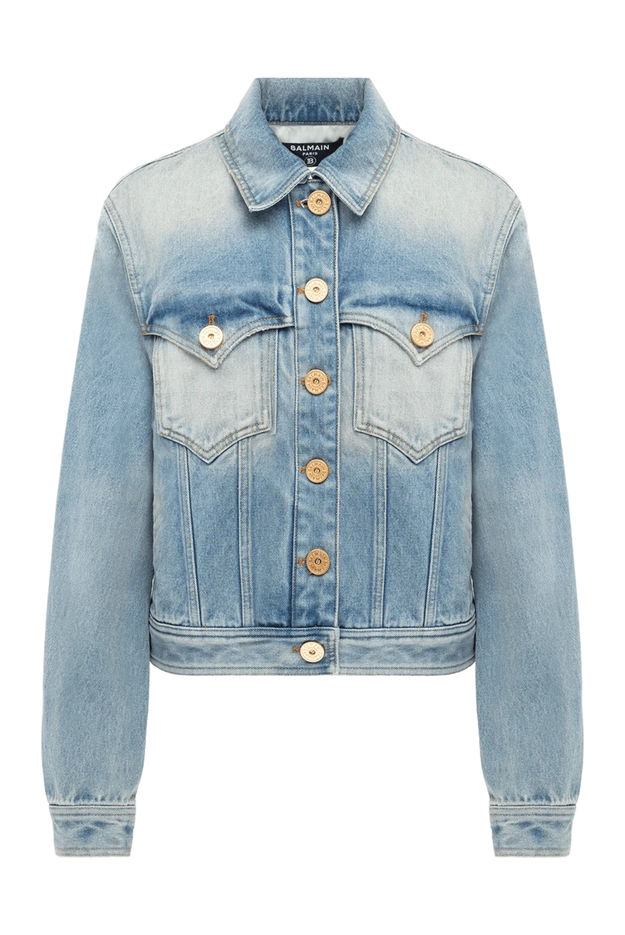 Balmain woman blue denim jacket made of cotton for women купить с ценами и фото 176485 - photo 1