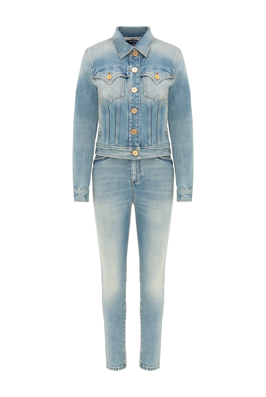 Balmain woman women's cotton denim suit blue купить с ценами и фото 176487 - photo 1