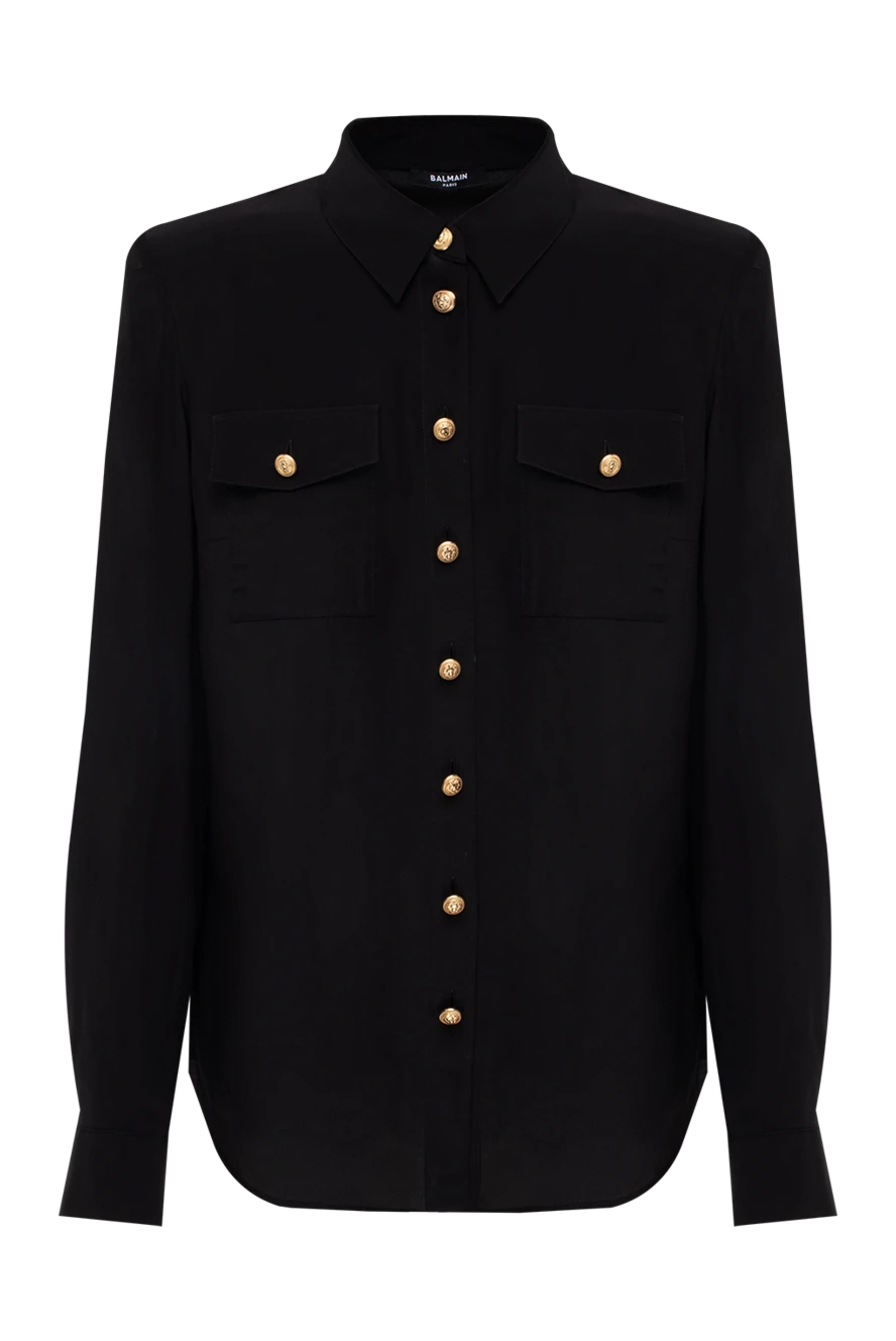 Balmain woman women's black silk shirt купить с ценами и фото 176495 - photo 1