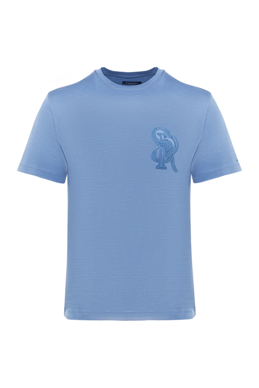 Stefano Ricci футболка из хлопка мужская голубая 176530 - фото 1