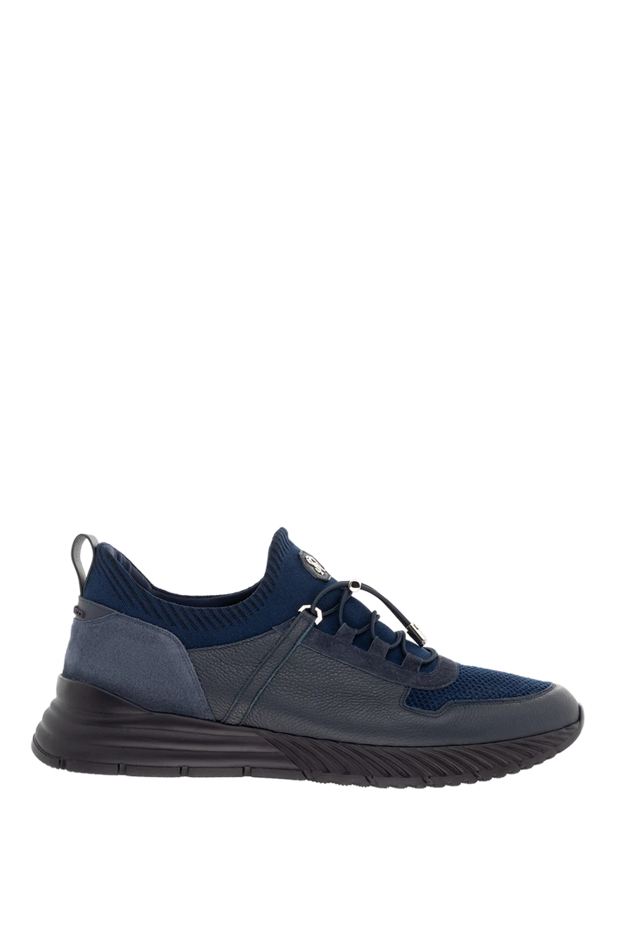 Stefano Ricci кроссовки из кожи и полиэстера мужские синие 176542 - фото 1