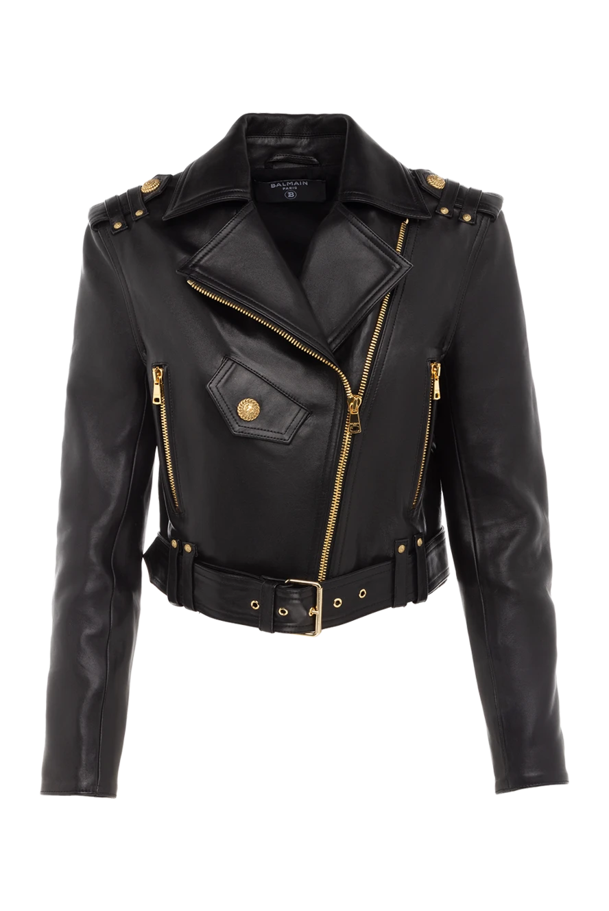 Balmain woman women's black genuine leather jacket купить с ценами и фото 176582 - photo 1