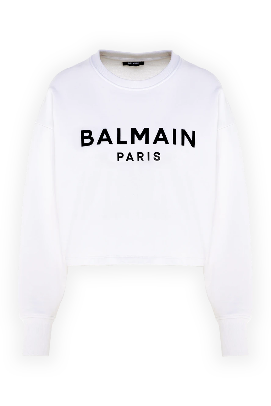 Balmain woman women's white cotton hoodie купить с ценами и фото 176600 - photo 1