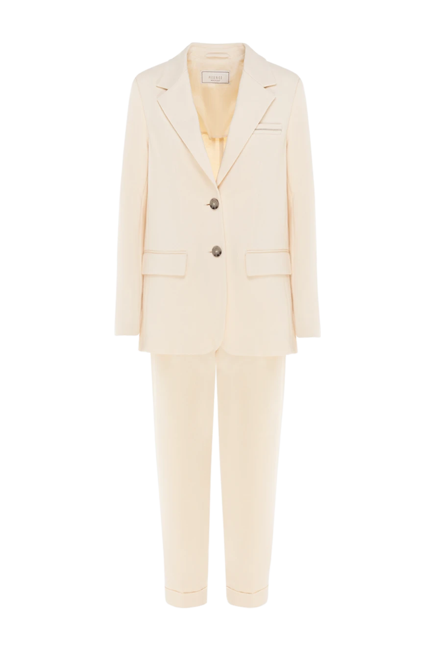 Peserico костюм со штанами из хлопка и полиамида женский бежевый с брюками 176679 - фото 1