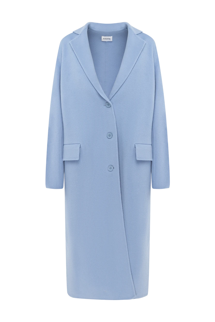 P.A.R.O.S.H. woman women's blue wool and cashmere coat купить с ценами и фото 176730 - photo 1