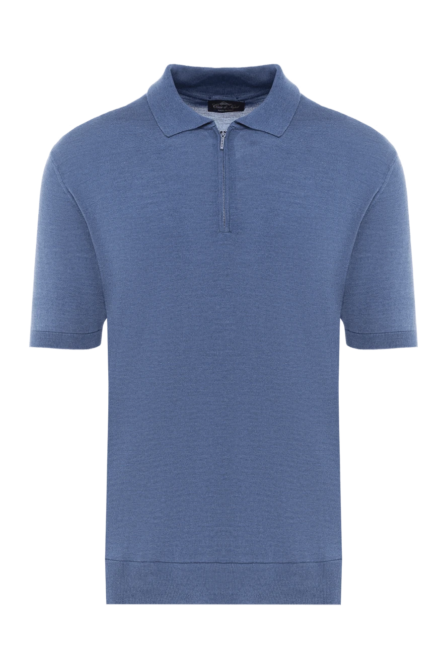 Cesare di Napoli man men's blue silk polo купить с ценами и фото 176883 - photo 1