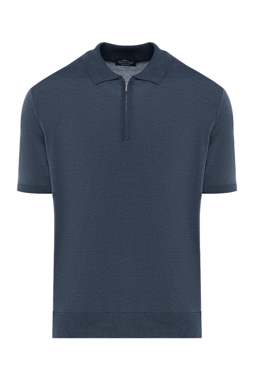 Cesare di Napoli man men's blue silk polo купить с ценами и фото 176887 - photo 1