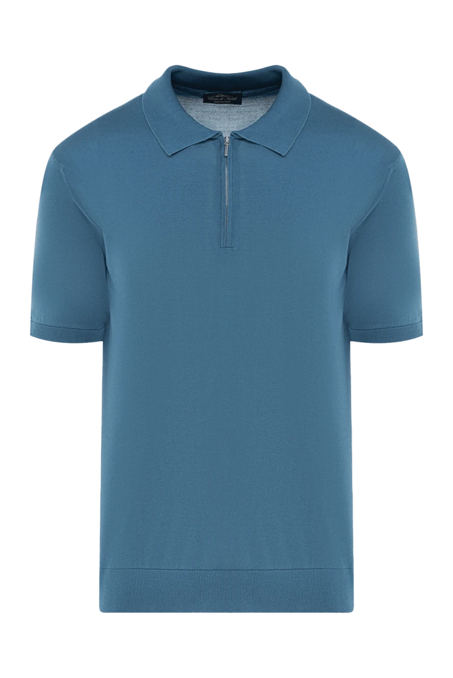 Cesare di Napoli man men's blue silk polo купить с ценами и фото 176889 - photo 1