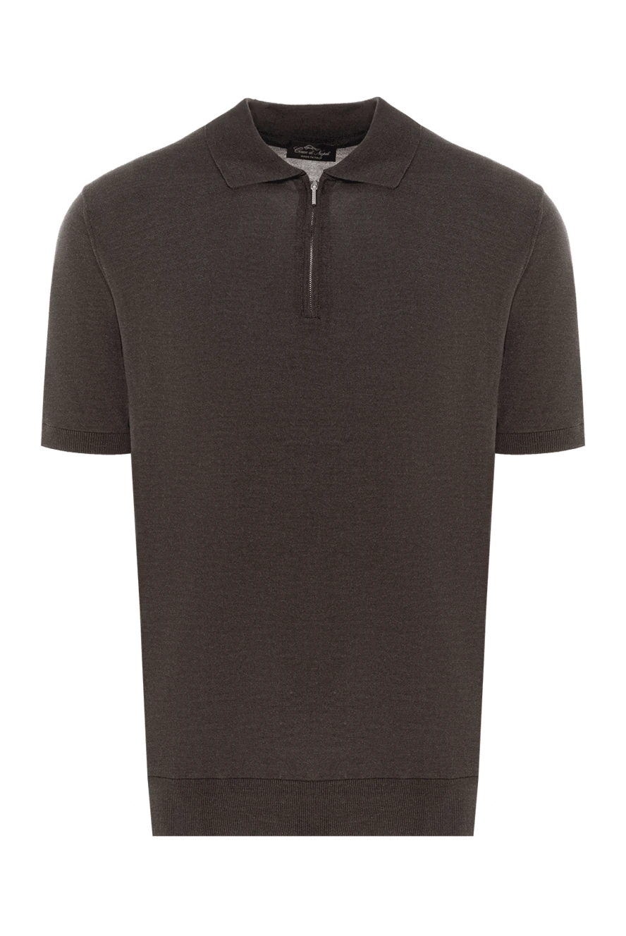 Cesare di Napoli man men's brown silk polo купить с ценами и фото 176891 - photo 1