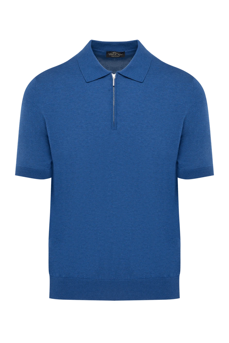 Cesare di Napoli man men's blue cotton polo купить с ценами и фото 176907 - photo 1