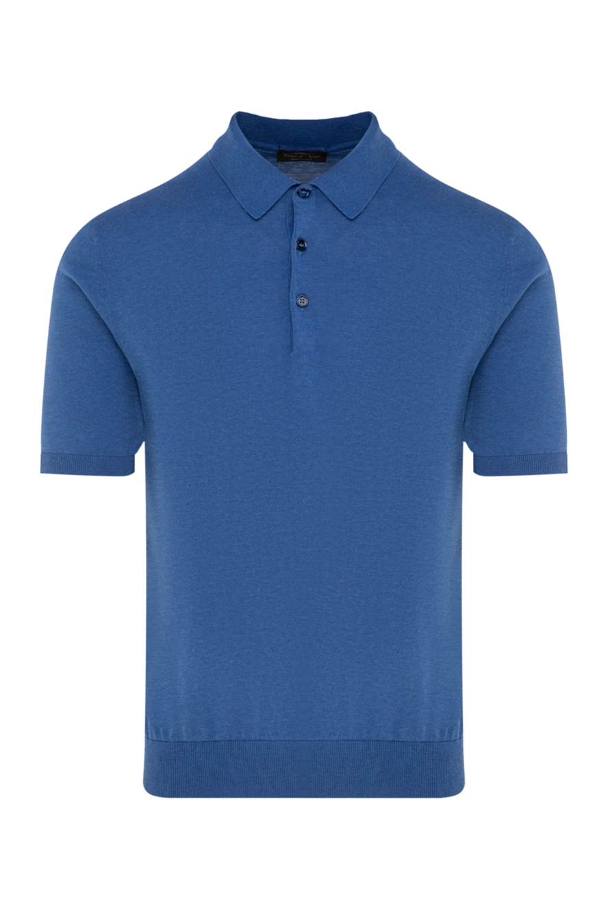 Cesare di Napoli man men's blue cotton polo купить с ценами и фото 176915 - photo 1