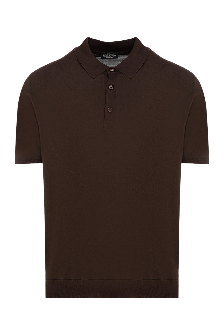 Cesare di Napoli man men's brown silk polo купить с ценами и фото 176923 - photo 1