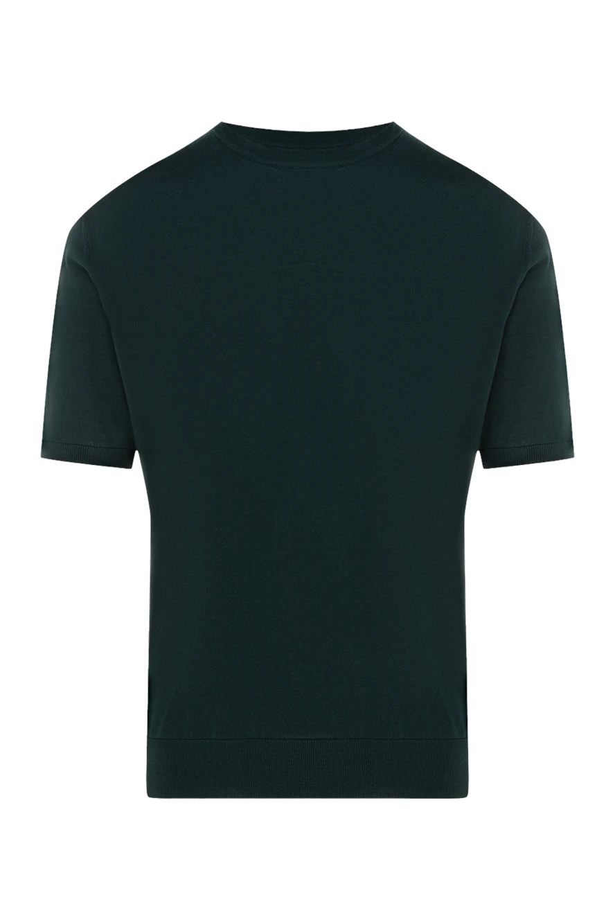 Cesare di Napoli man men's short sleeve silk jumper green купить с ценами и фото 176929 - photo 1