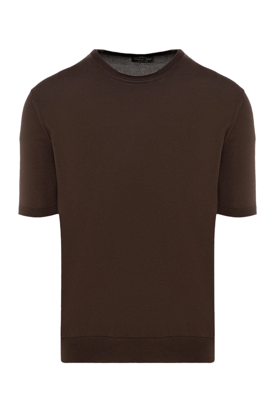 Cesare di Napoli man short sleeve silk jumper for men, brown купить с ценами и фото 176931 - photo 1