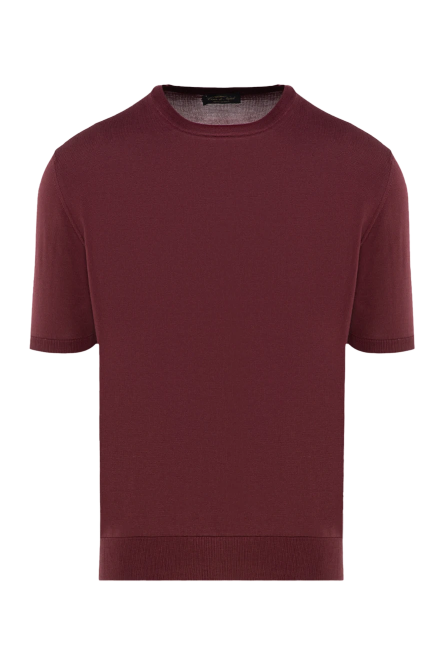 Cesare di Napoli man short sleeve silk jumper for men, burgundy купить с ценами и фото 176937 - photo 1